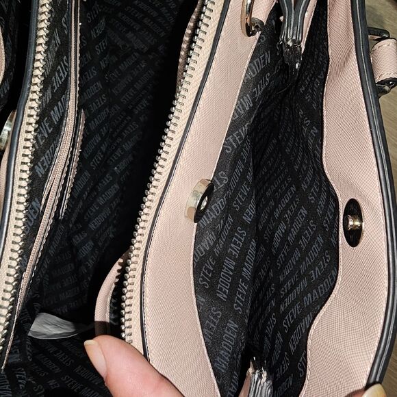 Steve Madden - Handbag Satchel Two Way Multiple Compartments - Baby Pink - Picture 11 of 13